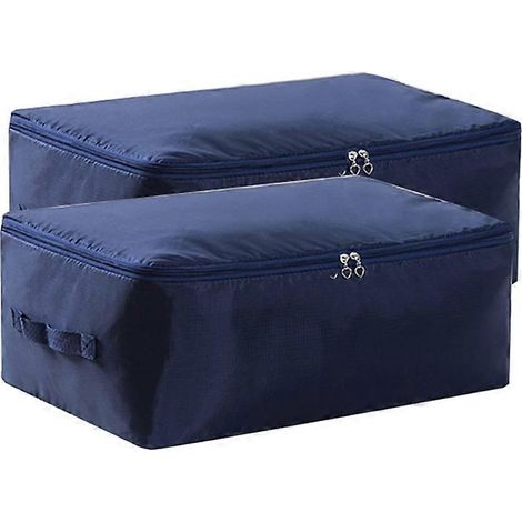 Housse de rangement zippée pour couettes, oreillers et vêtements - Lot de 2, boîtes de stockage textiles imperméables, sacs de compression pour literie, housses de protection anti-poussière (1/5)