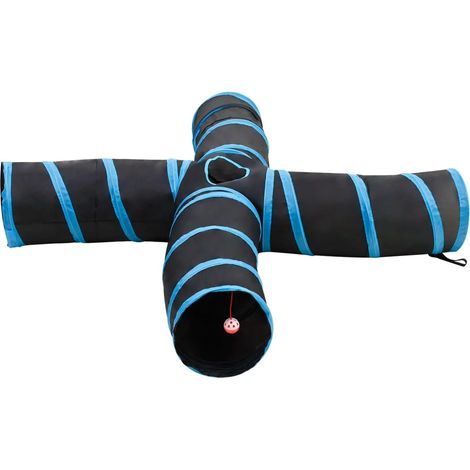 Maison Exclusive - Katzentunnel 4-Wege Schwarz und Blau 25 cm Pol (1/5)