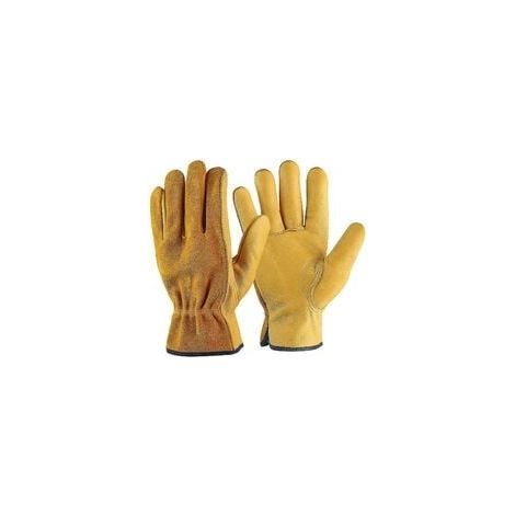 Guantes de Trabajo de Cuero de Vaca, para Conductores, Bricolaje, Jardinería, Almacenamiento, Trabajos Agrícolas, Multifuncionales (XL, Amarillo) (1/5)