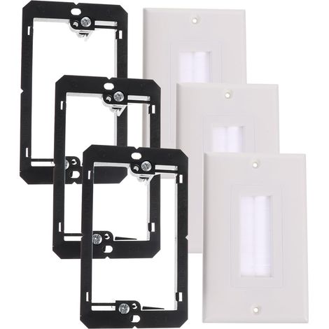 Plaque Murale à Brosse Unique 1-gang Noire Abs 3 Pcs  Passage de Câble Affleurant, Support Basse Tension Simple, pour Installation Encastrée (1/5)