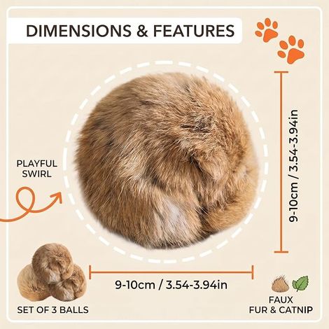 Plush Cat Balls Cat Toys Filled with Catnip, Soft Fluffy Plush Balls Indoor Cat Toy for Running and Shooting (1/4)
