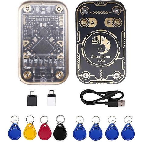 Émulateur de lecteur de puces RFID Chameleon V2.0, duplicateur NFC Chameleon, décodage de cartes 125 kHz/13,56 MHz + 4 UID/CUID, porte-clés (1/5)