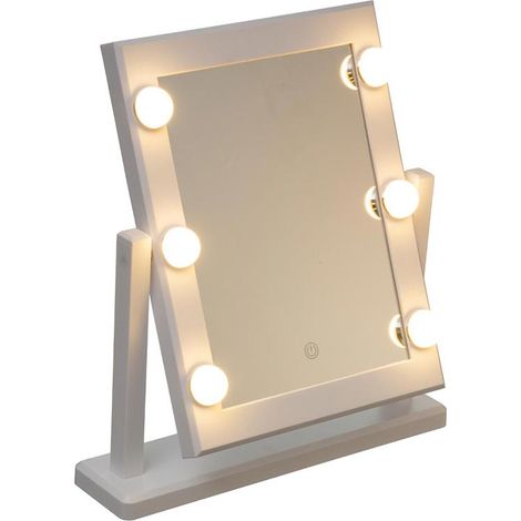 Miroir lumineux maquillage Hollywood à poser - 6 ampoules - Blanc - SILUMEN
