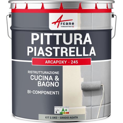 Vernice per piastrelle bagno e cucina -  ARCAPOXY PIASTRELLE - 2,5 kg (fino a 25 m² in 2 strati) Grigio Agata - RAL 7038 - ARCANE INDUSTRIES
