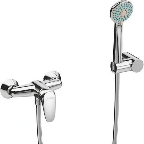 Jika Deep - Mitigeur de douche mural avec pomme de douche, 3 jets, chrome H3311U70041311 (1/2)