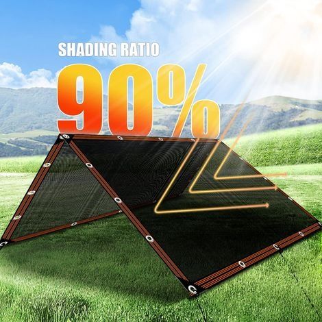 Schattierungsnetz mit Ösen - 90% - Blockiert effektiv Sonnenlicht und UV-Strahlen für Pergola, Garten, Gewächshaus, Hühnerstall, Außenbereich (2x4m) (1/4)