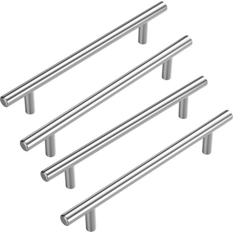 T Bar Handle - 160 mm Entraxe - Poignée Pour Meuble De Cuisine Salle De Bain Chambre - Acier Inoxydable - 4 Pièces (1/5)