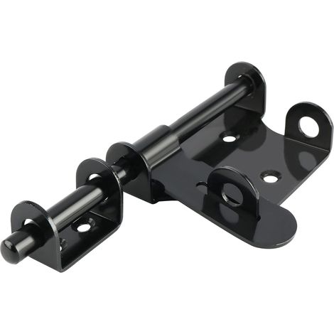 1Pcs Loquets et Verrous Loquet Porte Exterieur, Verrou Porte Coulissante avec Trou pour Cadenas Serrure de Porte Extérieure ou Intérieure, Loquets de Portes 15 CM en Acier Inoxydable Noir (1/4)