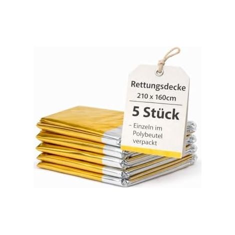 Thermodecke, Emergency Isolierdecke, Notfallausrüstung, Rettungsdecken, Aludecke, Erste Hilfe, extérieur Survival, 5 (1/5)
