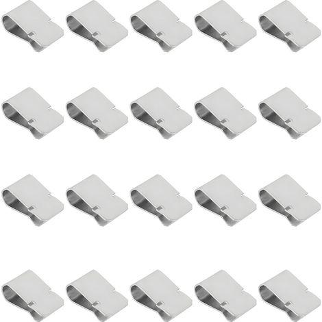 Lot de 25 Pinces à Ressort en U en Acier Inoxydable 304, 21.4mmx12mm Vitesse U-Type Fixations Collier de Serrage Echappement Trailer Solar Cable Clip pour Équipement Industriel Fixation(Argenté) (1/5)