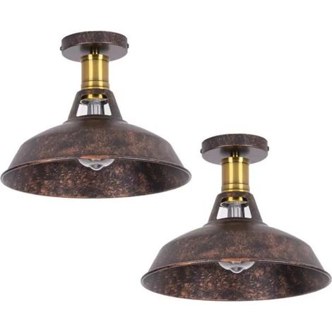 U-Do 2x Vintage Lampe de Plafonde en Métal Rouille Rétro Plafonnier Luminaire éclairage pour décoration Chambre Salon (1/4)