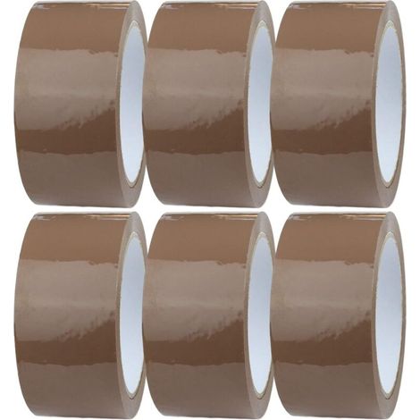 6 rouleaux de ruban adhésif marron de 4,8 cm de large x 1,5 x 100 mètres Ruban d'emballage pour cartons, expédition, manutention Ruban adhésif transparent pour l'emballage et le conditionnement (1/5)