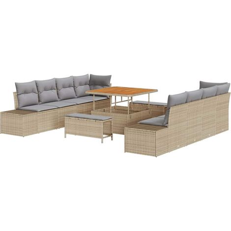 Maison Exclusive - Conjunto de sofás de jardín Beige 100 x 100 x