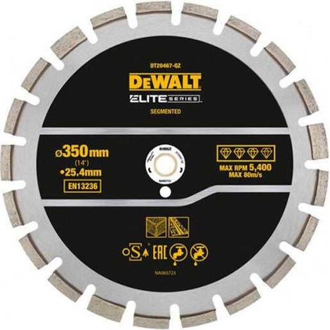 Disco diamantato Ø350x25,4mm ELITE DEWALT DT20467-QZ per cemento asfalto