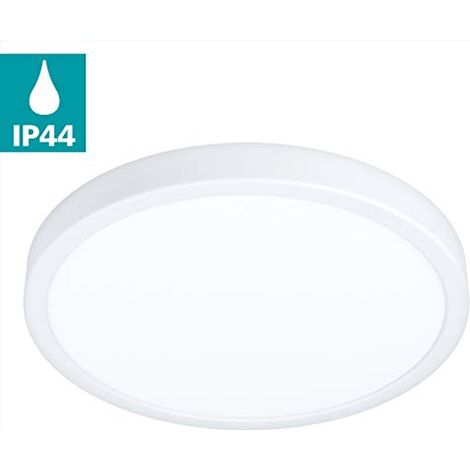 EGLO Led plafoniera Fueva 5, luce a superficie, lampada da soffitto da bagno in metallo bianco e superficie luminosa in plastica bianca, Ø 28,5 cm, IP44 (1/3)