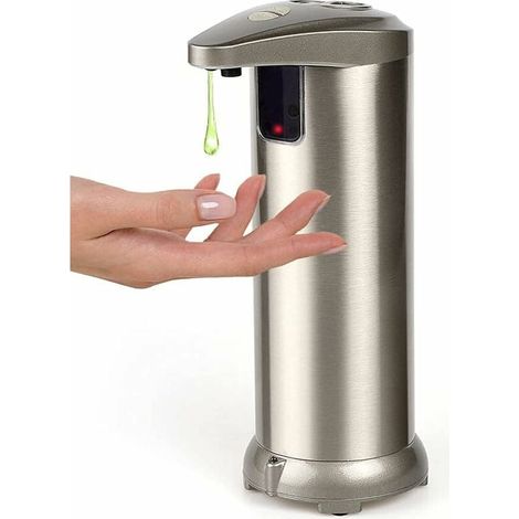 Distributeur de Savon Automatique Acier Inoxydable, Niveaux de Savon réglables Distributeurs Savon Automatique sans Contact Capteur de Mouvement Infrarouge, Base Imperméable, (1/5)