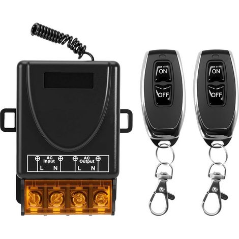 Télécommande sans fil AC 220 V-230 V avec récepteur relais 30 A et 2 émetteurs de commande radio, idéal pour les lumières, les pompes, les appareils ménagers, l'irrigation agricole et les appareils (1/5)