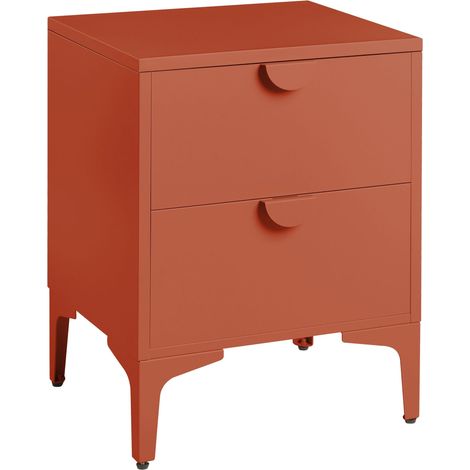Table de Chevet Industrielle en Acier avec 2 Tiroirs Meuble de Rangement Chambre Marron Doré Ardura (1/5)