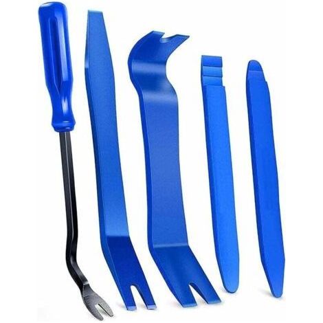 5 pièces Set d’Outils de démontage de Garniture pour Un Retrait Facile et sans Rayures de Panneaux de portières, des Fixations, des Tableaux de Bord et des moyeux de Roue des Voitures (1/5)