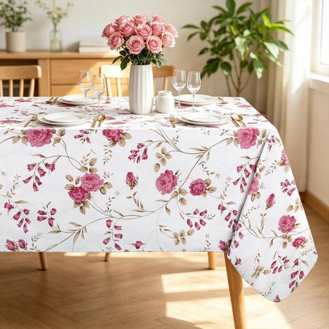 Nappe PVC Fleurs Vintage 152x180 cm Rectangulaire Lavable & Résistante à l'huile
