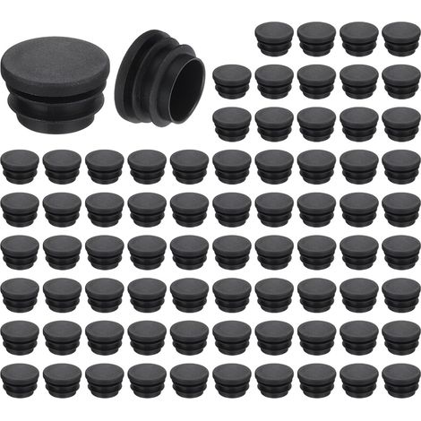 76 Bouchons de Tube Ronds - Noir - Plastique PE - Protection Antidérapante - Pour Pieds de Meubles et Chaises - 28mm (1/5)