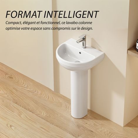 DILECI - Lavabo colonne sur pied en céramique blanche (453885), ultra compact