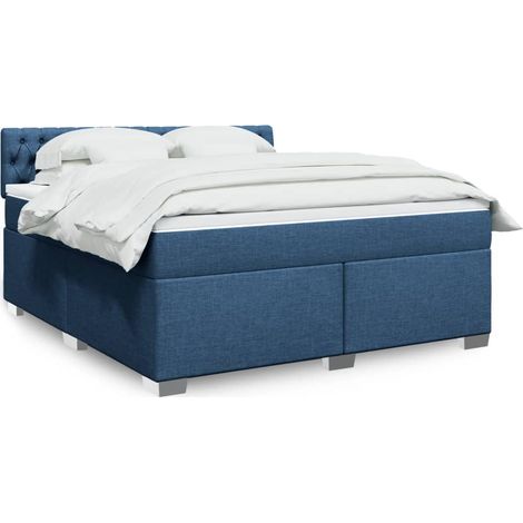 vidaXL Sommier à lattes de lit avec matelas Bleu 180x200 cm Tissu (1/5)