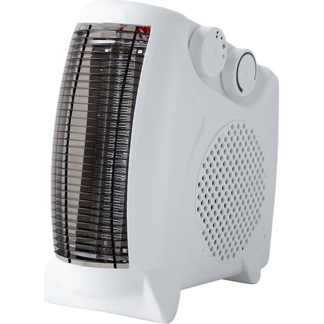 Termoventilatore, riscaldamento elettrico, 2 livelli, riscaldatori, funzione aria fredda, termostato regolabile, maniglia per il trasporto, protezione contro il surriscaldamento, LxA 12,2 x 25 cm