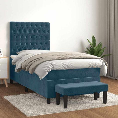 Boxspringbett mit Matratze Dunkelblau 90x190 cm Samt (1/5)