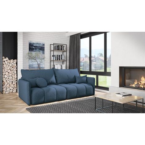 Sofa 3-Sitzer mit Schlaffunktion MORGANO Stoff Abriamo Blau (1/5)