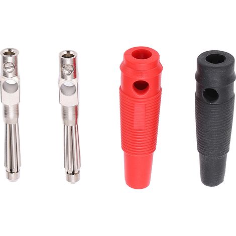 Lot de 10 connecteurs banane empilables 4 mm 7 broches, 32 A 1000 V, noir et rouge, avec manchon souple, à visser, pour haut-parleurs (1/5)
