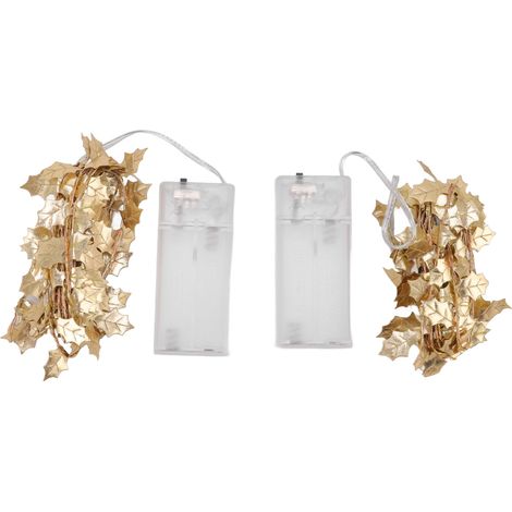 Guirlande lumineuse dorée en érable (2,2 yards/ensemble), alimentée par piles AA, idéale pour décorer une porte ou une fête intérieure. (1/5)