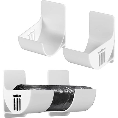 Lot de 4 supports pour sacs poubelle, distributeur de sacs poubelle sans perforation, support mural pour rouleaux de sacs d'épicerie en plastique, pour le rangement dans les placards de la cuisine (bl (1/5)