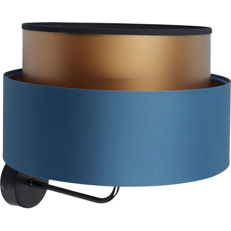 Applique murale élégante bleu nuit effet cuivre lumineux - Bleu marine satin et cuivre (1/5)