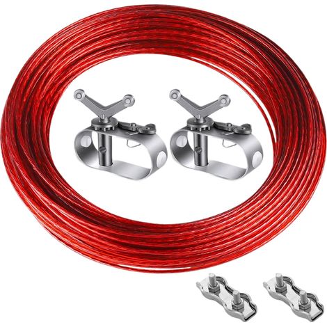 Lot de 2 câbles tendeurs pour bâche de piscine, 2 mm de long, 40 m, tendeur de câble métallique avec câble en acier, corde de serrage pour fixation de couverture de piscine (1/5)