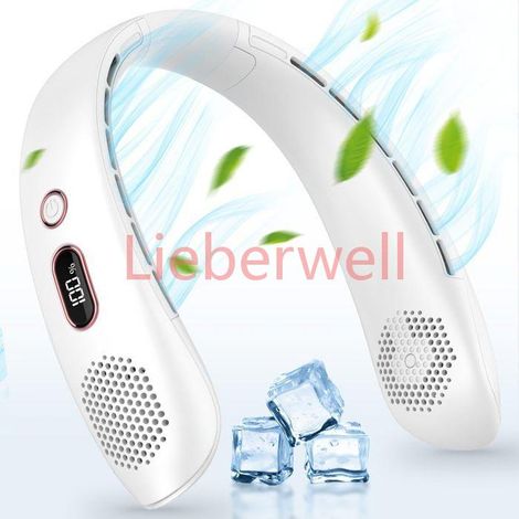 Ventilateur de cou, ventilateur portable silencieux à 360°, ventilateur de cou USB à 3 vitesses avec affichage LED, adapté au (1/5)