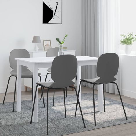 Mesa de comedor de madera maciza de caucho blanca 114x71x75 cm vidaXL (1/5)