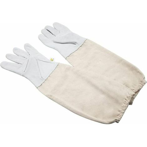 Gants d\'apiculture, d\'apiculteur avec ventilation Manches longues en toile Poignets élastiques Ventilés, d\'abeille d\'apiculture peau de chèvre Protègent des piqûres d\'abeilles (1/5)