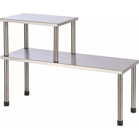 Edelstahl Küchenregal für die Arbeitsplatte - 45 x 31 cm - Küchen Organizer mit 2 Etagen - Gewürzregal Standregal Küchengestell klein 2 Ablagen Mini Regal für Küche