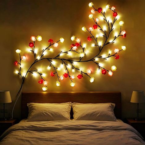 Rose Flower Fairy Lights, Rose Branch Lamp - 96 LED Rose Wall Decoration, 8 Modes (1/5)