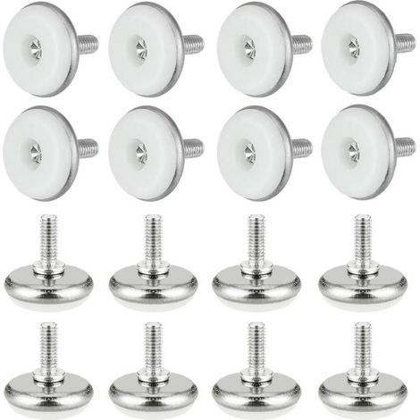 30 PCS Pied Vérin Réglable Pied de Nivellement en Plastique et Métal avec Écrou Pieds Réglables M615 30mm Vis de Réglage Meuble pour Table Meuble Bureau Placard Chaise, Blanc (1/5)