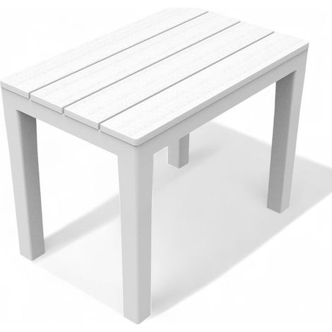 Tavolino basso in resina 60x39x45 cm per esterno Timor - Bianco (1/3)