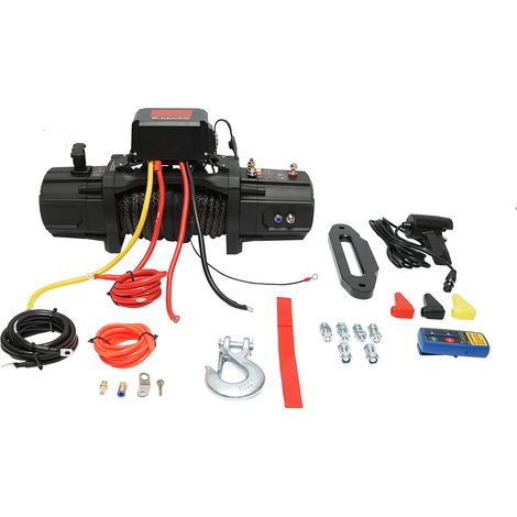 Verricello elettrico con telecomando 12V, 6,1T (13500 libbre) 6,5HP, cavo sintetico 9x24m, solenoide 400A Breckner Germany (1/5)