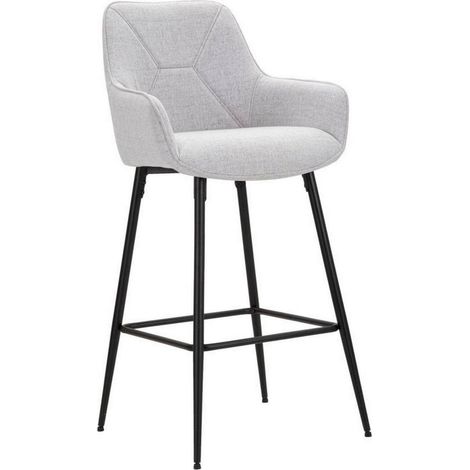Dmora - Set mit 2 Moore Hocker, Verstellbarer Sitz, Barhocker, Hochstuhl, 55x55 h109 cm, Schwarz und Grau