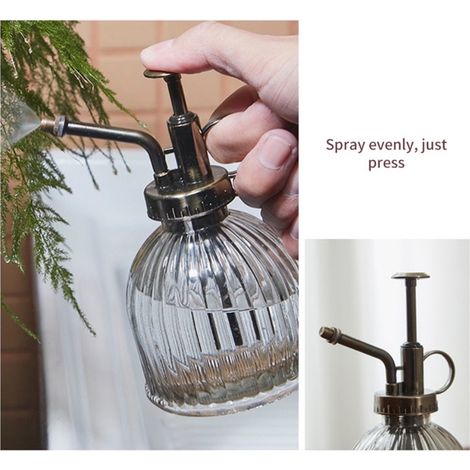 Arrosoir de jardin vintage, flacon pulvérisateur en verre rayé, bleu (1/5)