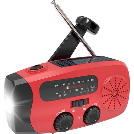 Radio Portable AM FM Compacte Panneau Solaire Manivelle USB (1/5)