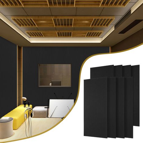 Randaco Pannelli fonoassorbenti adesivi, set da 8 in feltro, 120 x 60 x 0,9 cm nero, pannelli acustici con scanalature verticali (1/5)