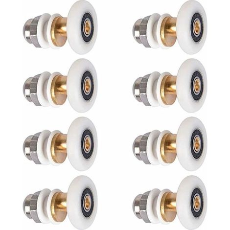 Ensemble de 8 roulettes silencieuses de 27 mm pour portes de douche, à remplacer dans les parois de douche coulissantes en verre.-AquaForge (1/5)