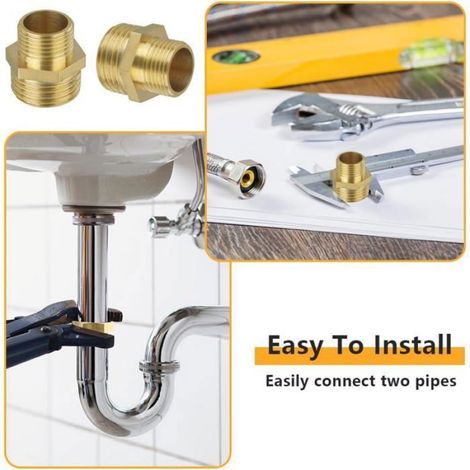 Raccord Laiton - Mâle-Mâle - Réducteur G1/2 vers G3/8 - Pour Chauffe-Eau Radiateur - 4 Pièces (1/5)