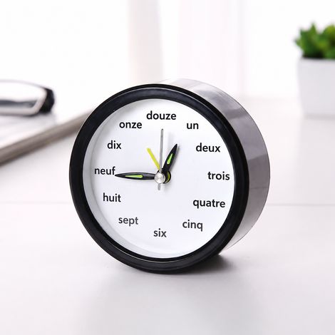 Réveil rond noir à aiguilles et mouvement à quartz noir réf 4408 11 × 4,5 × 9 cm 160 g – Livraison gratuite